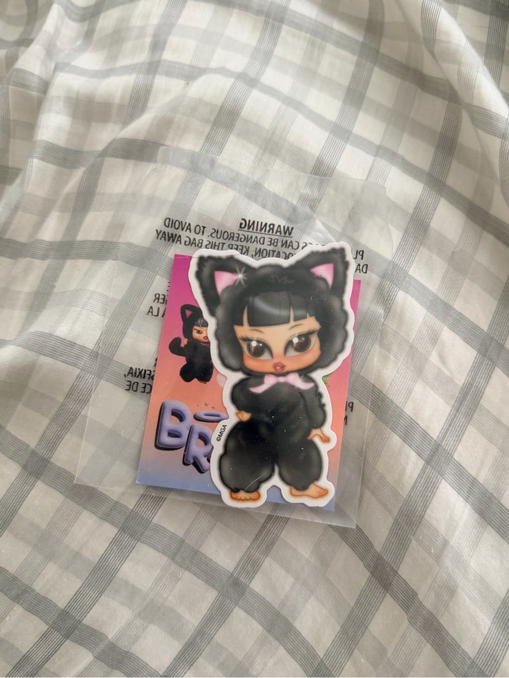 $1 BUNDLE ADD ON Kids Black Cat Costume Doll Sticker - Cute Black Plush Outfit